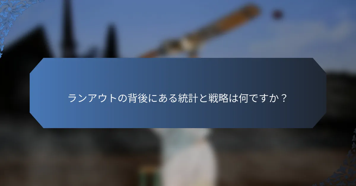 ランアウトの背後にある統計と戦略は何ですか？