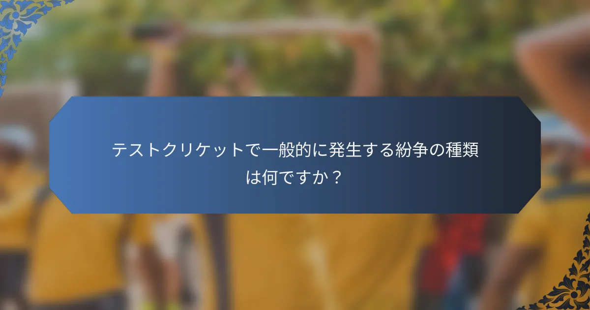 テストクリケットで一般的に発生する紛争の種類は何ですか？