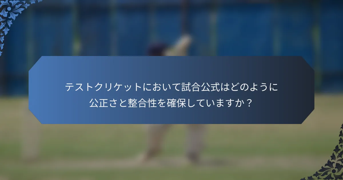 テストクリケットにおいて試合公式はどのように公正さと整合性を確保していますか？