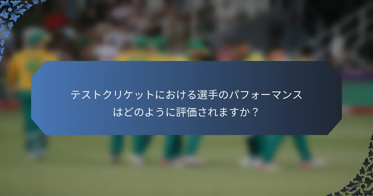テストクリケットにおける選手のパフォーマンスはどのように評価されますか？