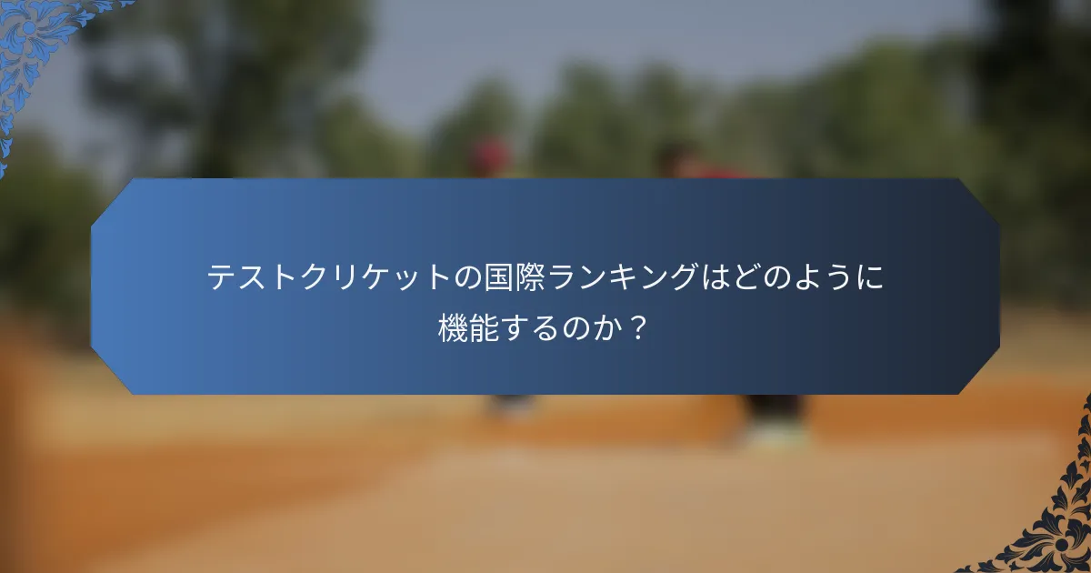 テストクリケットの国際ランキングはどのように機能するのか？