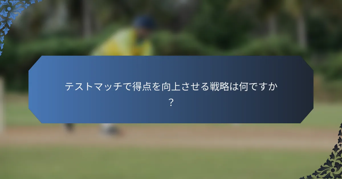 テストマッチで得点を向上させる戦略は何ですか？