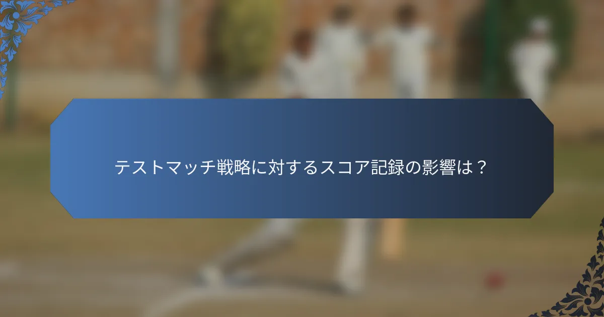 テストマッチ戦略に対するスコア記録の影響は？