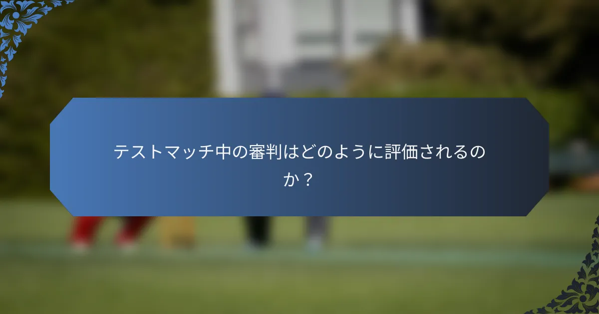 テストマッチ中の審判はどのように評価されるのか？